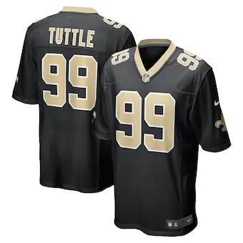 mens nike shy tuttle black new orleans saints game jersey